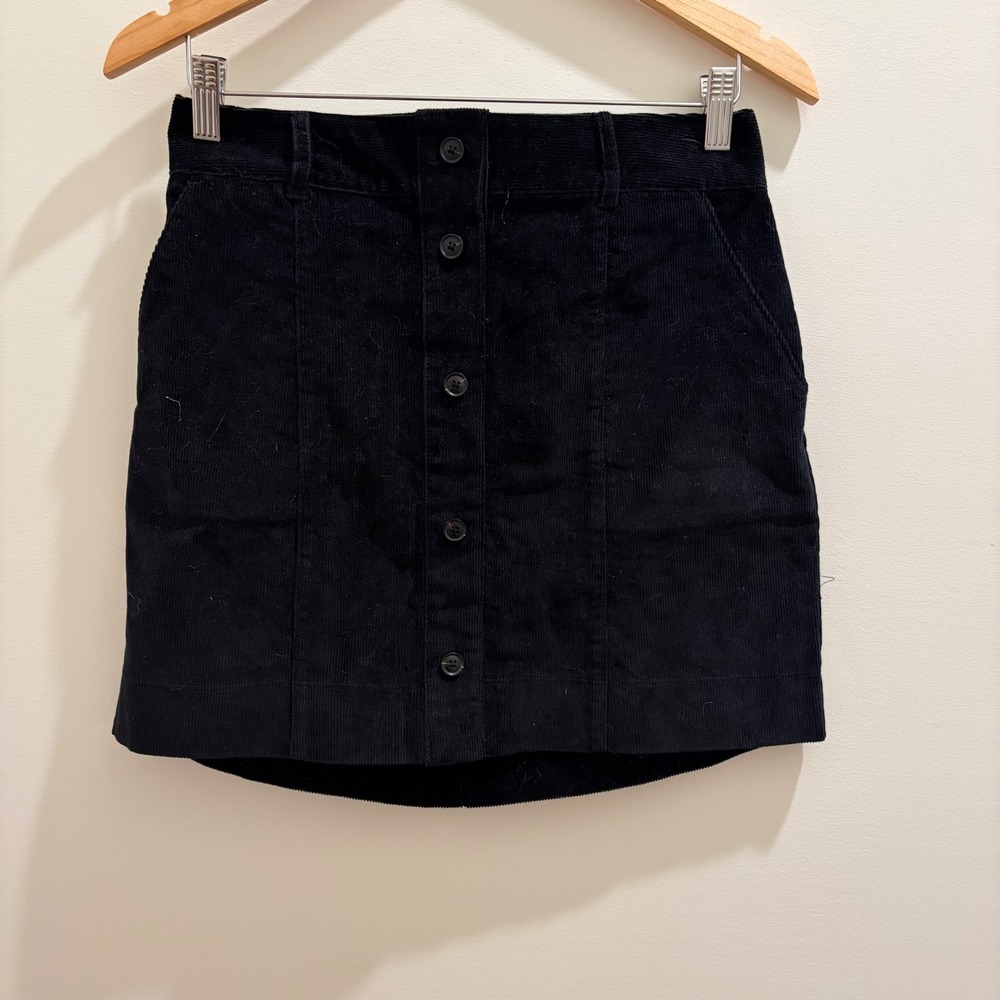Vineyard Vines Womens Black Corduroy Button Front Mini Skirt XS 2R001292-002 NEW